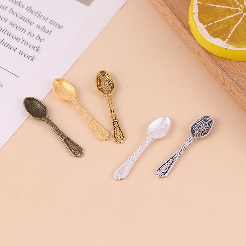 10Pcs/Set Vintage Mini Talheres Colher Casa de Bonecas Miniaturas Talheres Crianças Brinquedo Casa de Bonecas Decoração