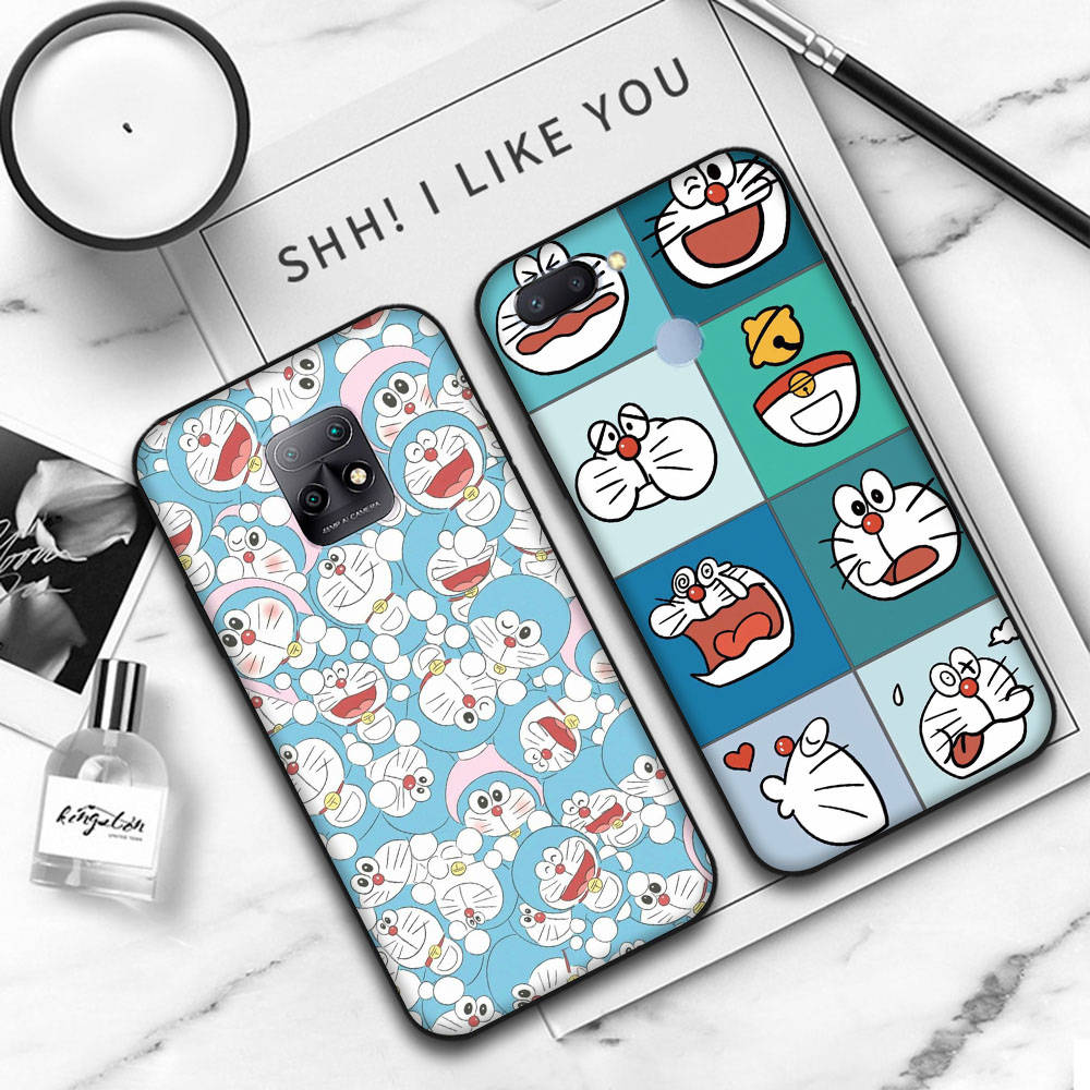 JW82 Doraemon Black Soft Case for Samsung Note 20 Lite S24 Ultra S23 A03 A05 A06 A11 A71 A15 A16 A13 A24 A25 A33 A52 A53 A50 M55 M35 Plus