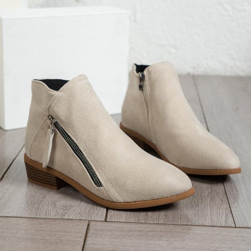 Plus size side zipper square heel pointed toe Chelsea boots fall and winter women's boots