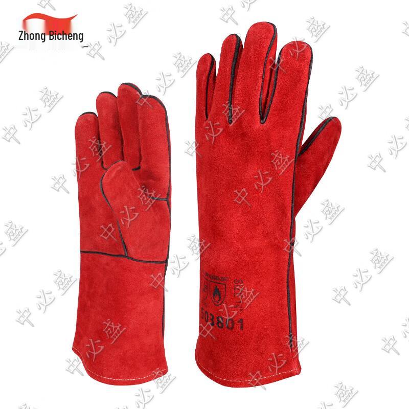 Zhongbisheng 503801 Red Cowhide Welding Gloves