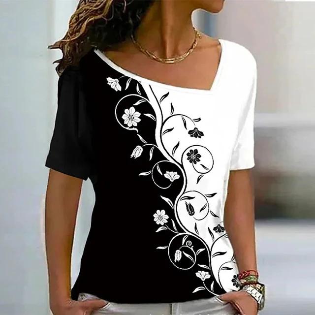 Летняя футболка с 3D-принтом цветного узора — фото 31