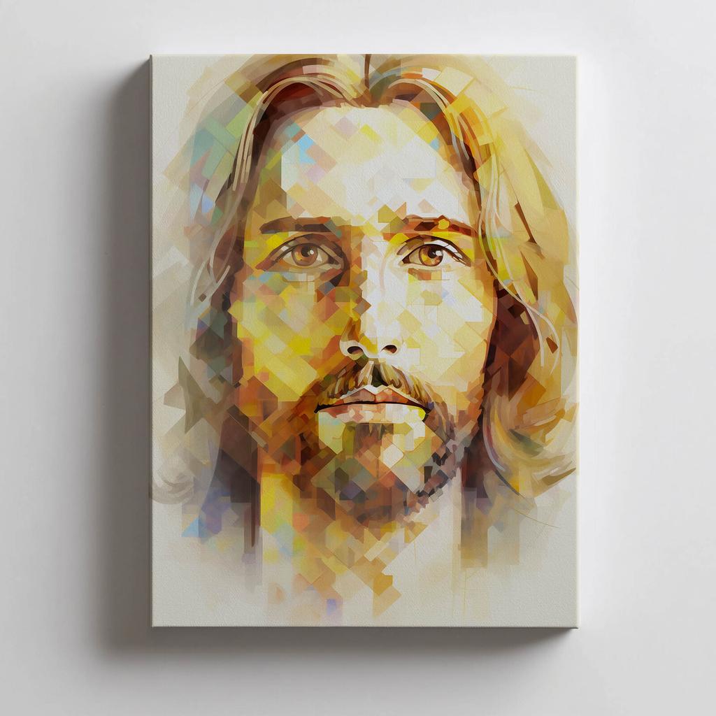Nowoczesne Oblicze Jezusa Nowoczesne Oblicze Jezusa, 30X40 Cm, Rama Drewniana Ciemny Brąz, Papier Matowy 230 Gsm