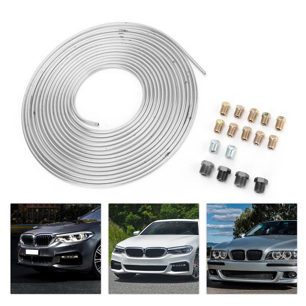 25ft Brake Line Tubing Copper Nickel Plated 3Celsius16in OD with Fittings for Hydraulic Braking Fuel System(Gold )