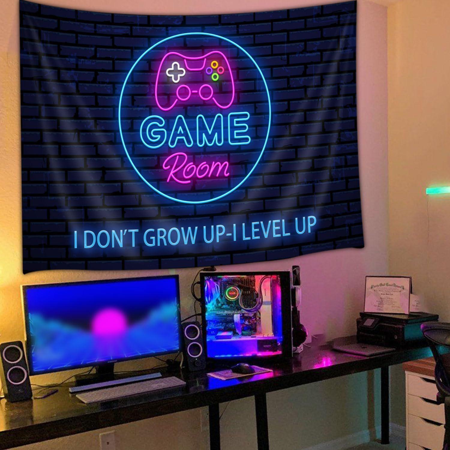 Tapestry gaming gamer neon sign 75x100 чёрный