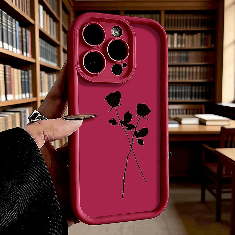 Two Roses Silhouette Soft TPU Phone Case for iPhone 17 16 15 14 13 12 11 Pro Max Plus Shockproof Anti-Slip Cover