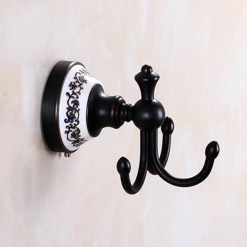 Black poceilain decoration finish copper Brass Bathroom accessories Bath Hardware Set Towel Rack Towel Bar Paper Holder