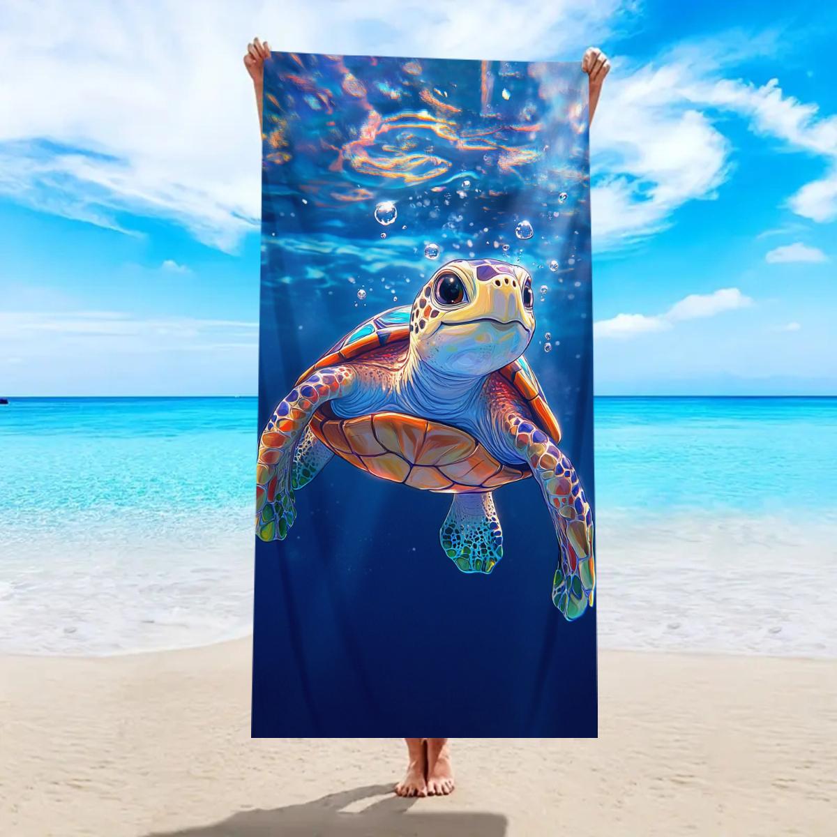 

1pc Beach turtle animal printed beach towel, quick drying absorbent beach towel, outdoor sports swimming W40*H60(CM)