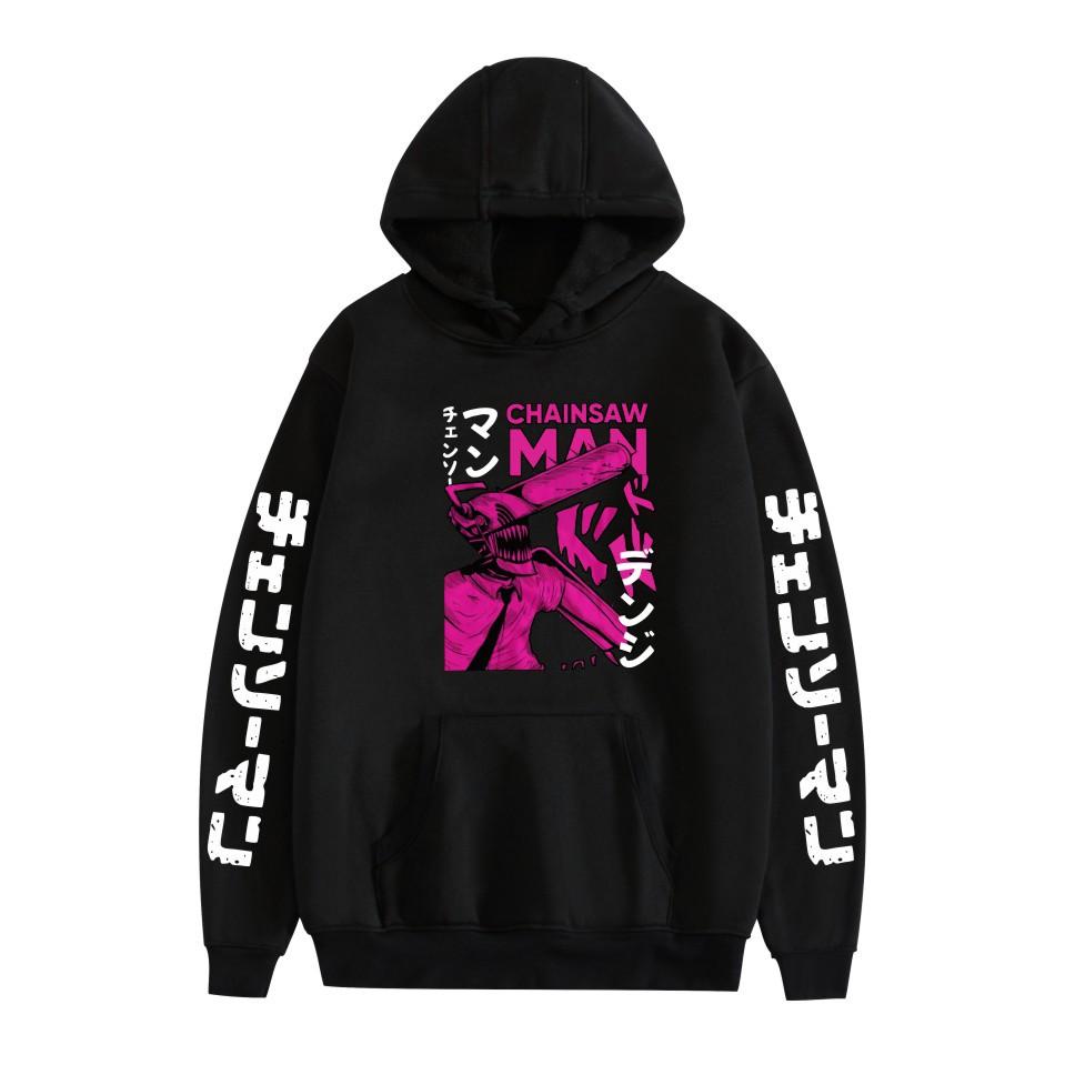 

Chainsaw Man Cartoon Pattern Anime Hoodies Men/Women Hooded Pullover Sweatrshirts Oversized Sweatshirts XS чёрный