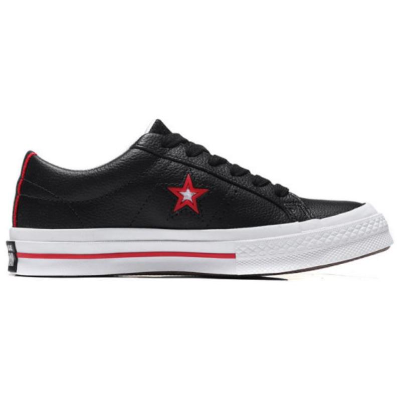 Converse One Star Low Leather Low-Top Canvas Shoes Unisex Black and Red