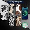 Creative Milk Cow Pattern Lychee Texture Phone Case For iPhone17,16,15,14,13,12,11Pro Magnetic For Magsafe Wireless Charging