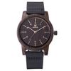 MUJUZE Men's and Women's Wooden Watch with Handcrafted Leather Band, Casual, Business, and Sports Style, Japanese Quartz Movement, Lightweight (Ebony)