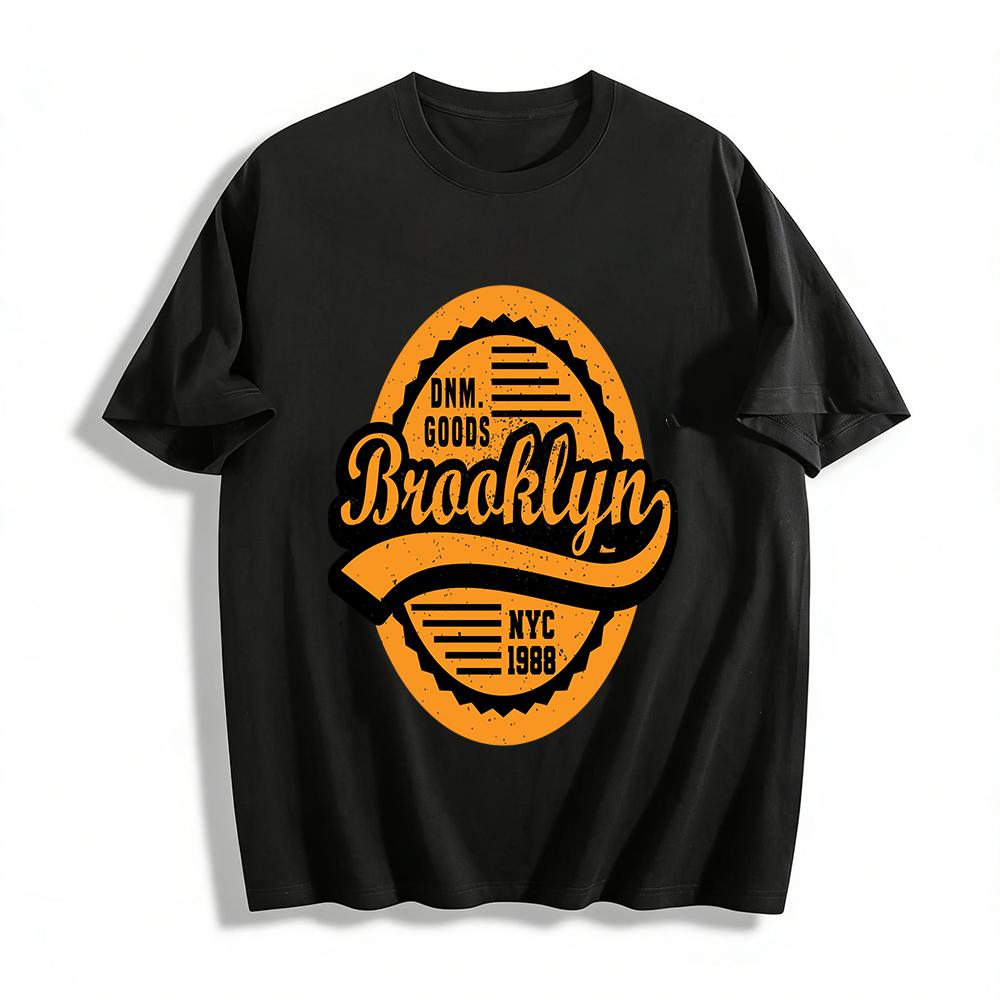 Vintage Brooklyn NYC 1988 Print Casual Crew Neck Short Sleeve T-Shirt Pure cotton T-shirt XXS