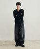 ROTEMBER Ribbed V-Neck Crop Knit [Black]