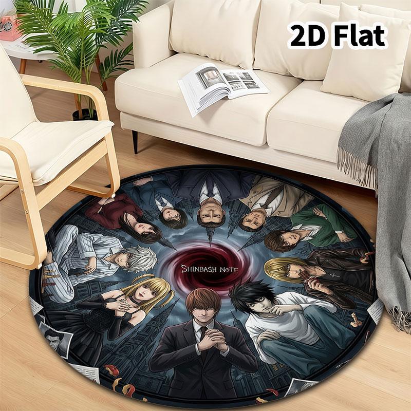 Death Note Round Area Rug Carpet Rug For Living Room Bedroom Sofa Playroom Decor Nonslip Floor Mat