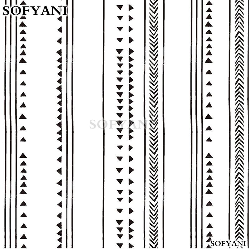 Black and white geometric line pattern contact paper self-adhesive peeling wallpaper for bedroom home decoration renovation