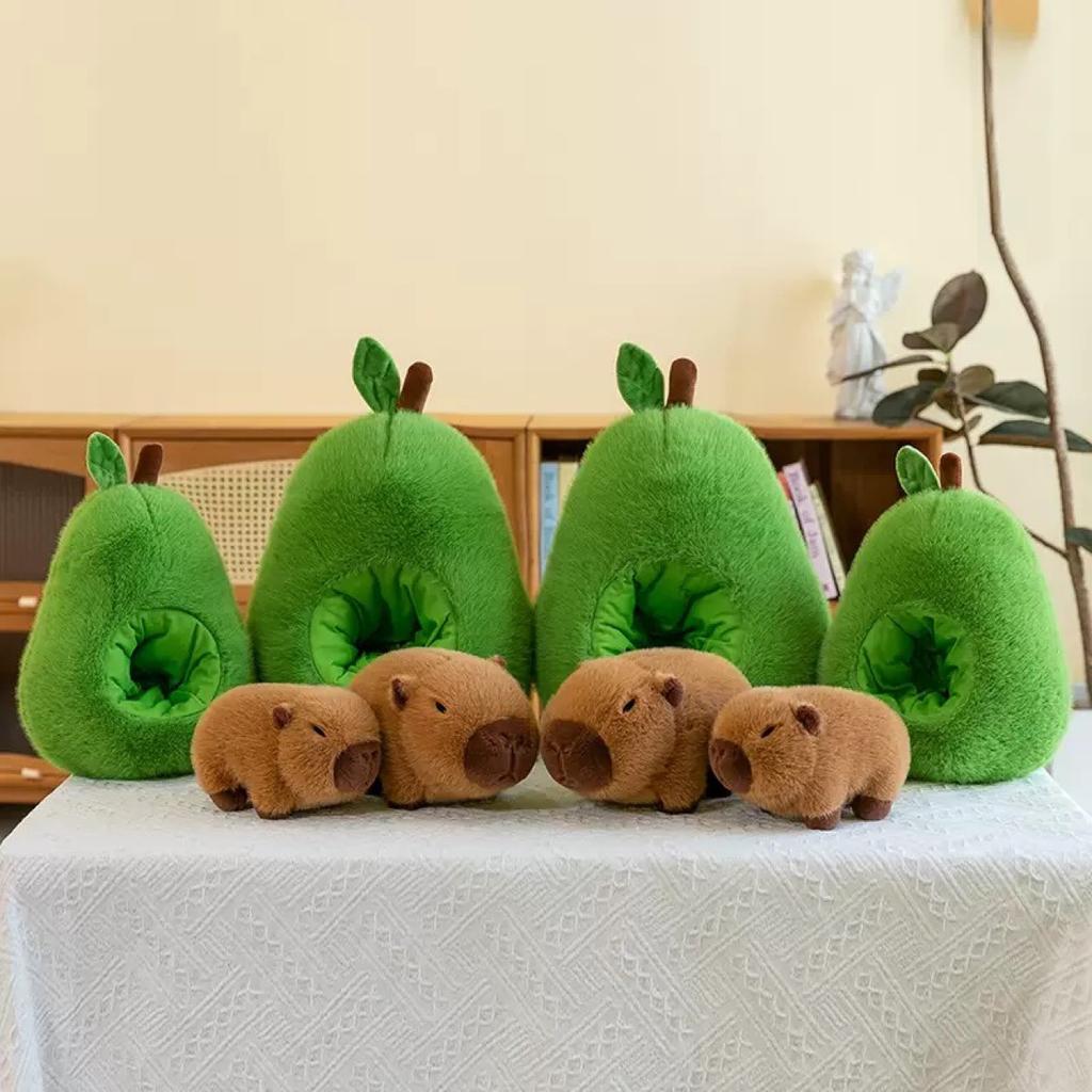 Large Capybara Avocado Plush Toy Doll Capybara Sleeping Pillow Plushie Birthday Gift Kawaii Creative Plush Fill Doll Cushion