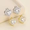 Luxury Gold Color Heart Shaped Cz Hoop Earrings Women Sparkling Classic Halo Earrings Setting Zircon Women Dating Fine Zircon
