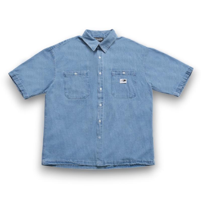 DEEP COLLECTIVE Dcv Oversized Denim Short Sleeve Shirt_Light Blue