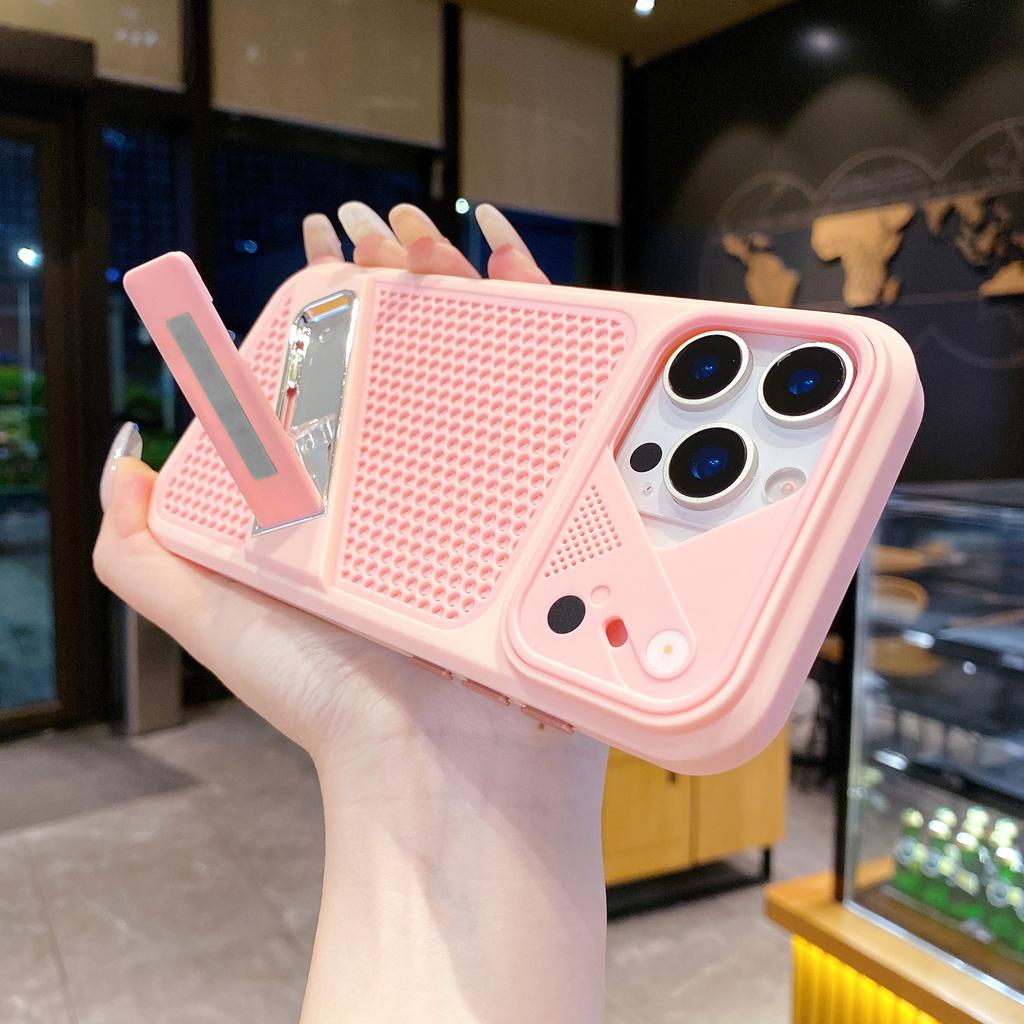 Honeycomb Cooling Invisible Bracket Phone Case for iPhone 17 Pro Max 16 15 14 13 12 11 Shockproof Precise Cutouts Slim Fit Cover