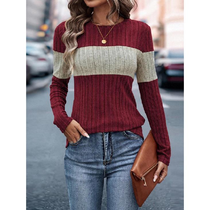 Ladies' New Versatile Work Four Seasons Leisure Daily Sexy Beautiful Loose Top Long Sleeve T-Shirt
