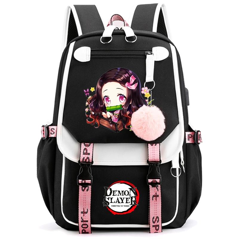 Anime Demon Slayer Backpack for Women Canvas Laptop Bag Back To Schoolbag for Teenager Girl Boy Schoolbag Men Women Travel Bag