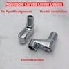 2pcs Solid Brass Shower Mixer Valve 65mm Adjustable Curved Corner Hot Cold Water Inlet Adapter Extension