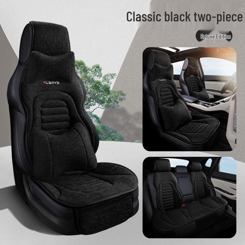 Universelles Vier-Jahreszeiten Leinen Autositzkissen - Atmungsaktiv, Halbumschließende Satteldecke für den Sommer