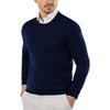 Pull en tricot à col rond et manches longues de couleur unie pour homme