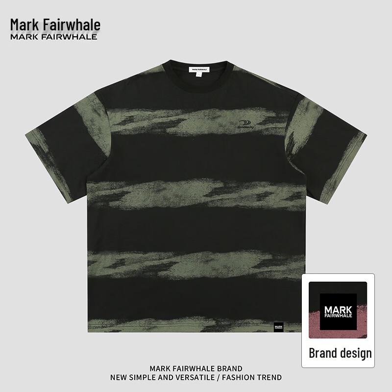 Men s Trendy Tie-Dye Striped Short Sleeve T-Shirt 3XL