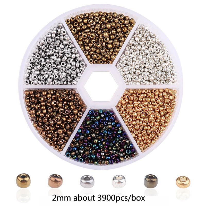 2 3mm Szklane Koraliki Millet Zestaw Kombinowany Ręcznie Robione DIY Domowe Koraliki Nawlekane na Rękę Naszyjnik z Wisiorkiem Zestaw Naszyjników Pudełko Koraliki do Wyrobu Biżuterii