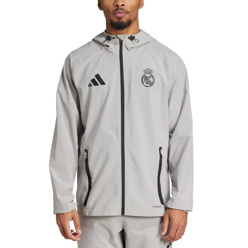 Adidas Real Madrid Tiro 25 Vis Tech 2024/25 Training Match Moisture-Wicking Zip Long Sleeve Football Shirt Men tops KA8016