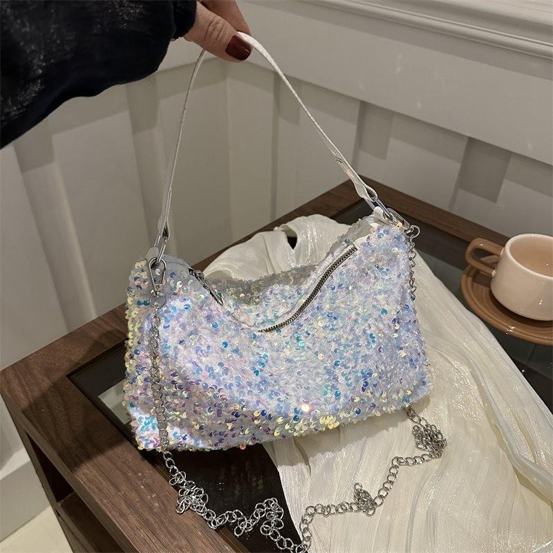 Fashionable 2024 Early Spring Shiny Design Vintage Underarm Handbag Chic Evening Party Bag In Various Colors