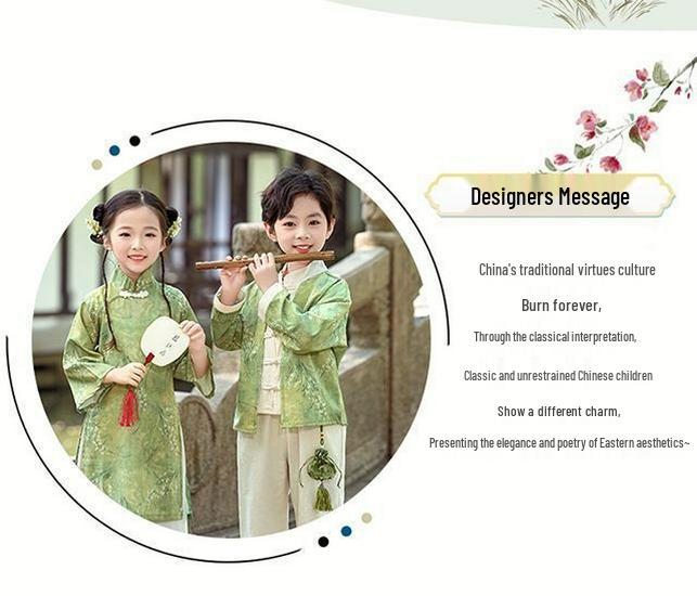 Kids' Tang Suit Hanfu Costume Set - Boys & Girls Ancient Spring/Autumn Style