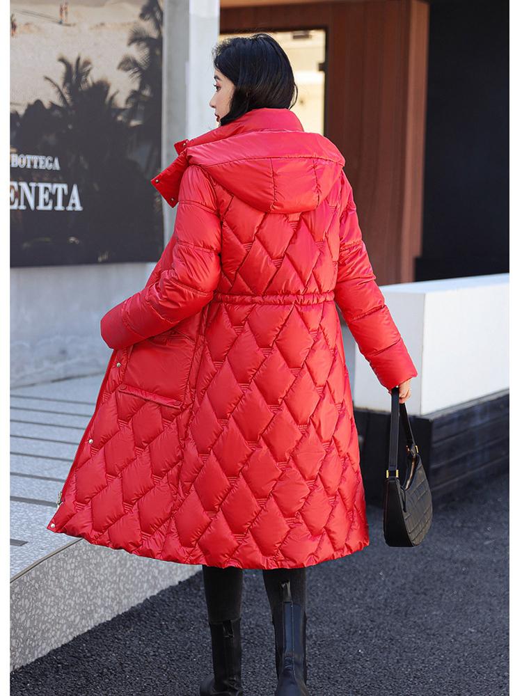 Buzunar mare, cu glugă, cu șnur, rezistentă la vânt, de lungime medie, din bumbac, haină pufă, îmbrăcăminte de iarnă