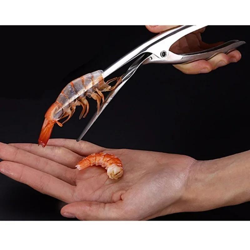 Stainless Steel Shrimp Peeler Portable Shrimp Removal Clip Home Kitchen Seafood Tool Lobster Sheller Shrimps Back Opening Tools