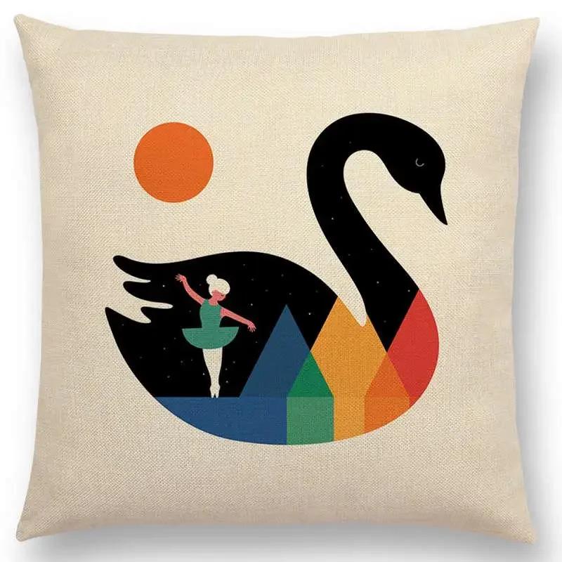 Latest Day Night Sun Moon Child With Animals Friends Wolf Bear Elephant Rabbit Cushion Cover Home Decor Sofa Throw Pillow Case