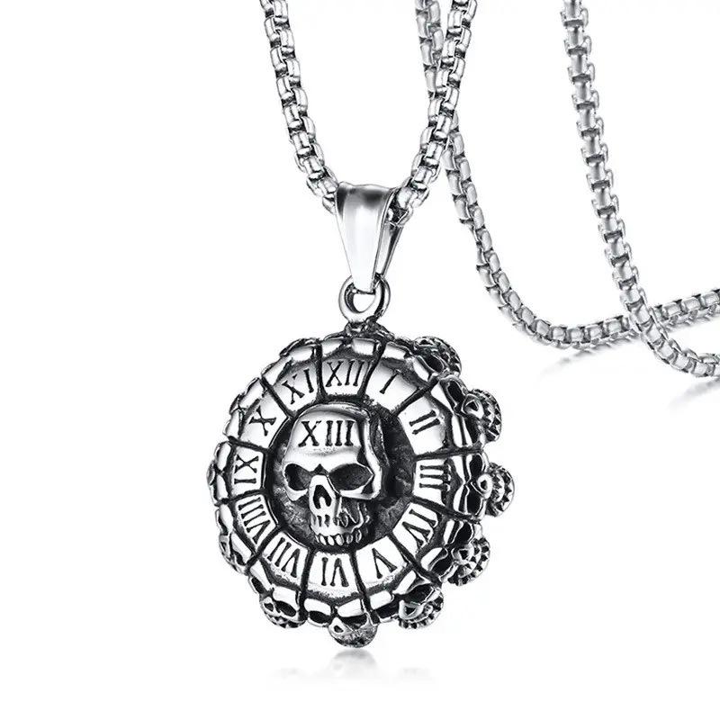 Men's Trendy Spiral Necklace: Minimalist Hip-Hop Pendant In Cool Titanium Steel