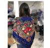 JiyunD Tradition Winter Keep Warm Russia Printing Women with Tassels Shawl Large Handkerchief Flower Scarf