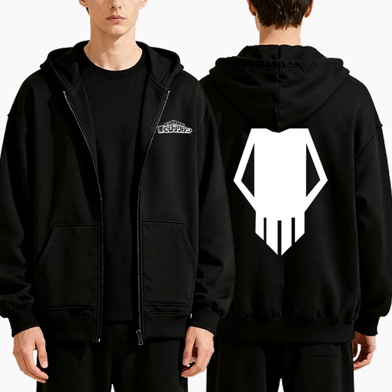 Men Fashion Casual Animen Printed Zipper Hoodie Autumn Winter Men Punk Long Sleeve Sweatshirts Fleece Zip-up Hoodie