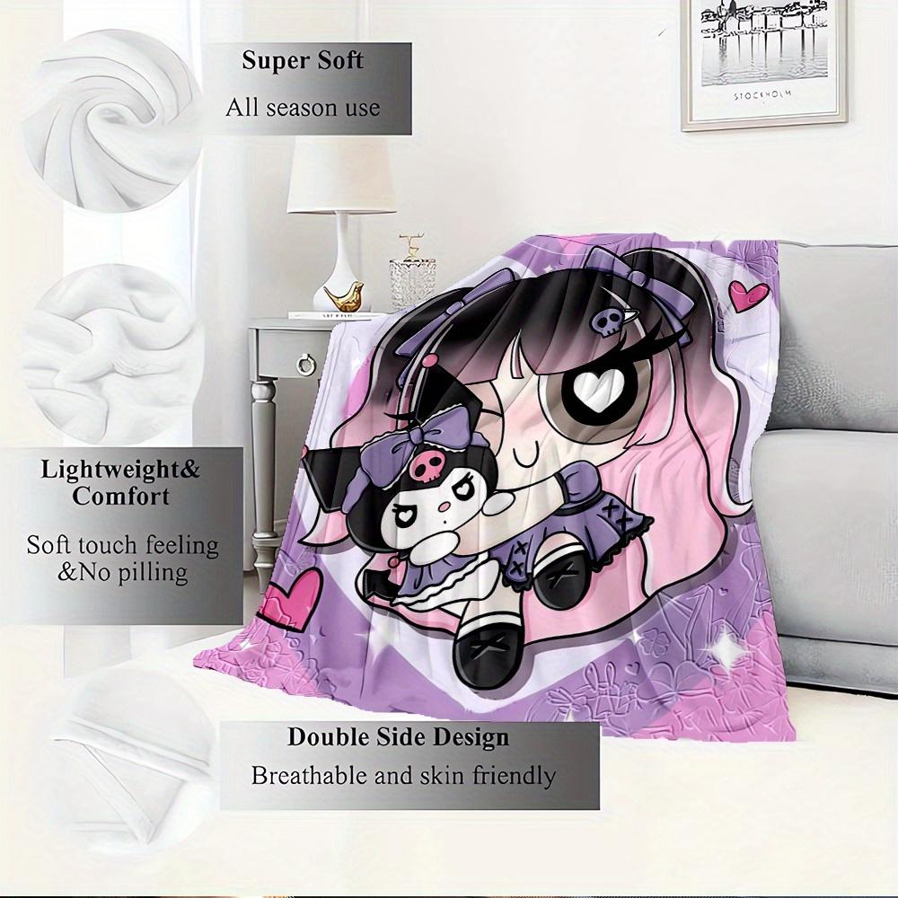 1pc Kuromi, Cute, CartoonDigital Print Fleece Blanket - Contemporary Style, Suitable for All Seasons, Perfect for Home, Travel, or Camping -