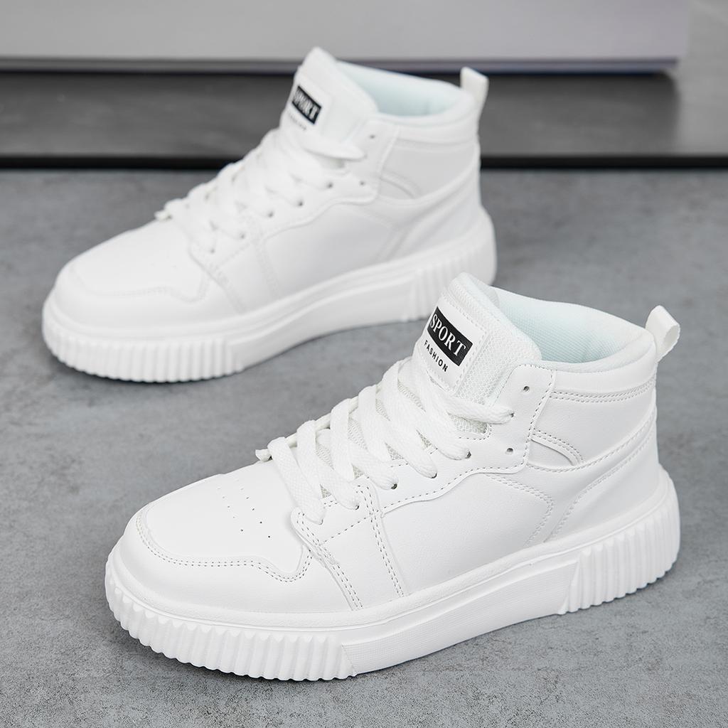 Spring Summer Fashion Red High-Top Shoes Couple Comfortable Pu Leather Casual Sneakers Man Flat Versatile Hip-Hop Shoes For Men