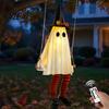 Halloween Decoration for Garden Hanging Swing Ghost Decoration, Light Up Large Swinging with Indoor Entryway Decor Witch Hat And Striped Legs