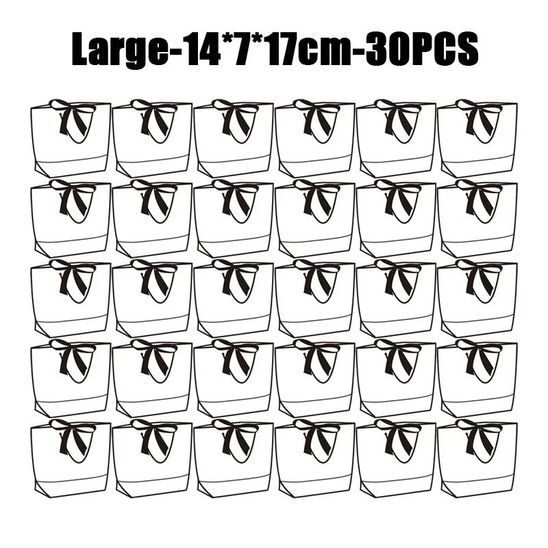 Portable Shopping Handbag White Cardboard Paper Tote With Black Border Gift Packing Bags Large Capacity Sundries Storage