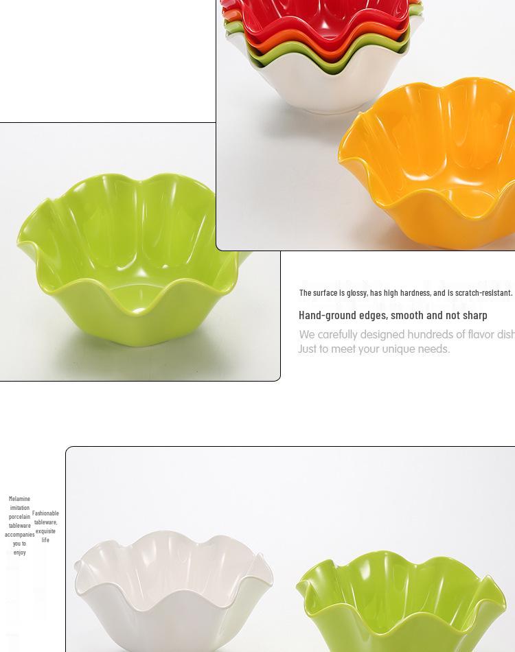 Rotating Lace Edge Melamine Vegetable Skewer Hot Pot Bowl - Commercial Plastic Salad & Tableware Bowl