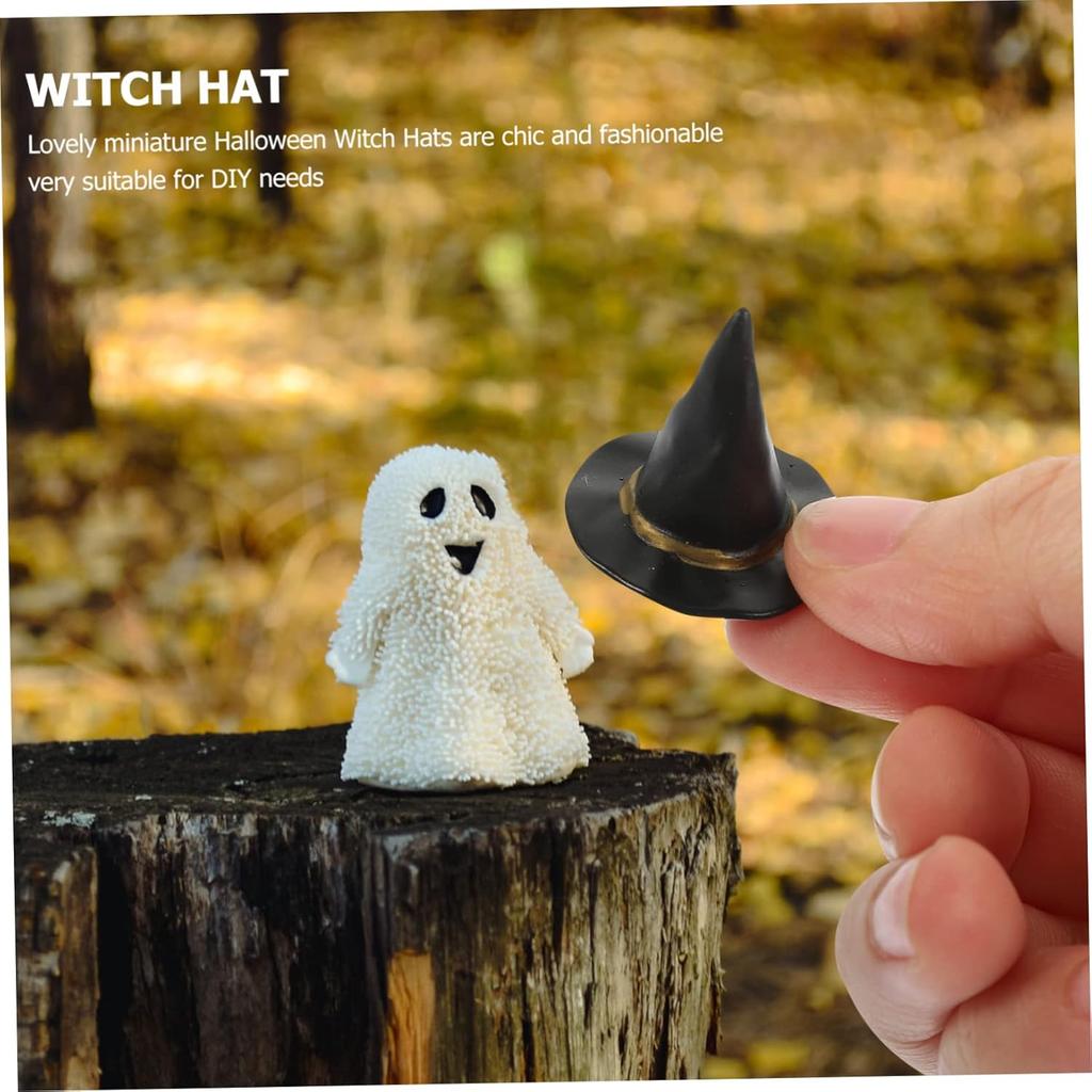 Wakauto 24pcs Miniature Dollhouse Witch Hats Mini Halloween Witch Hat Props Doll House Supplies Tiny Witch Hats for Crafts