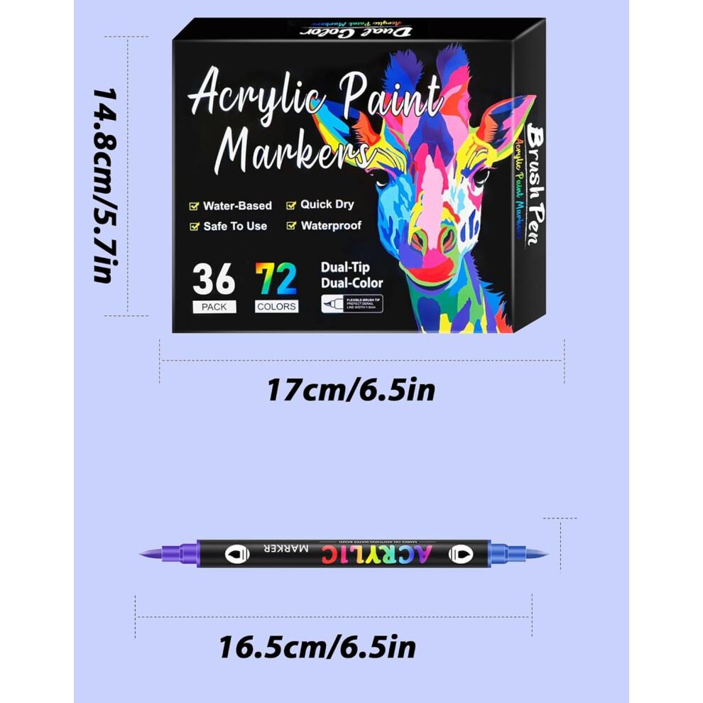 Dual-tip Acrylic Paint Pens, Waterproof & Non-toxic, Compatible with Glass, Canvas, Ceramic