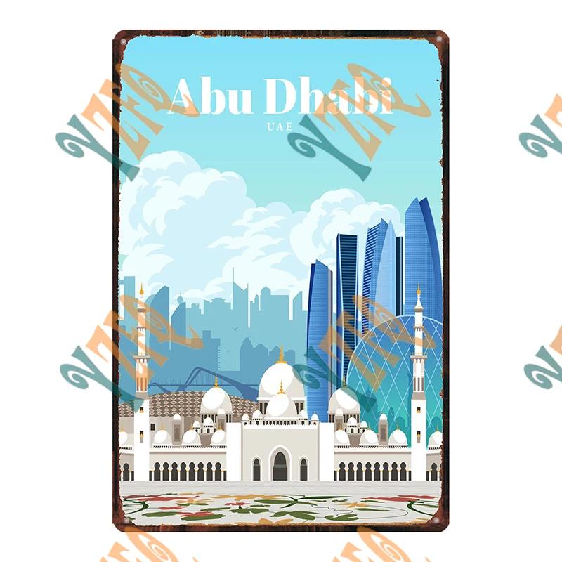 London Paris Dubai Brussels City  Sign Vintage Metal Plaque Plates Decor For Pub Bar Home Tin Gift  Decoration Poster DU-10688A