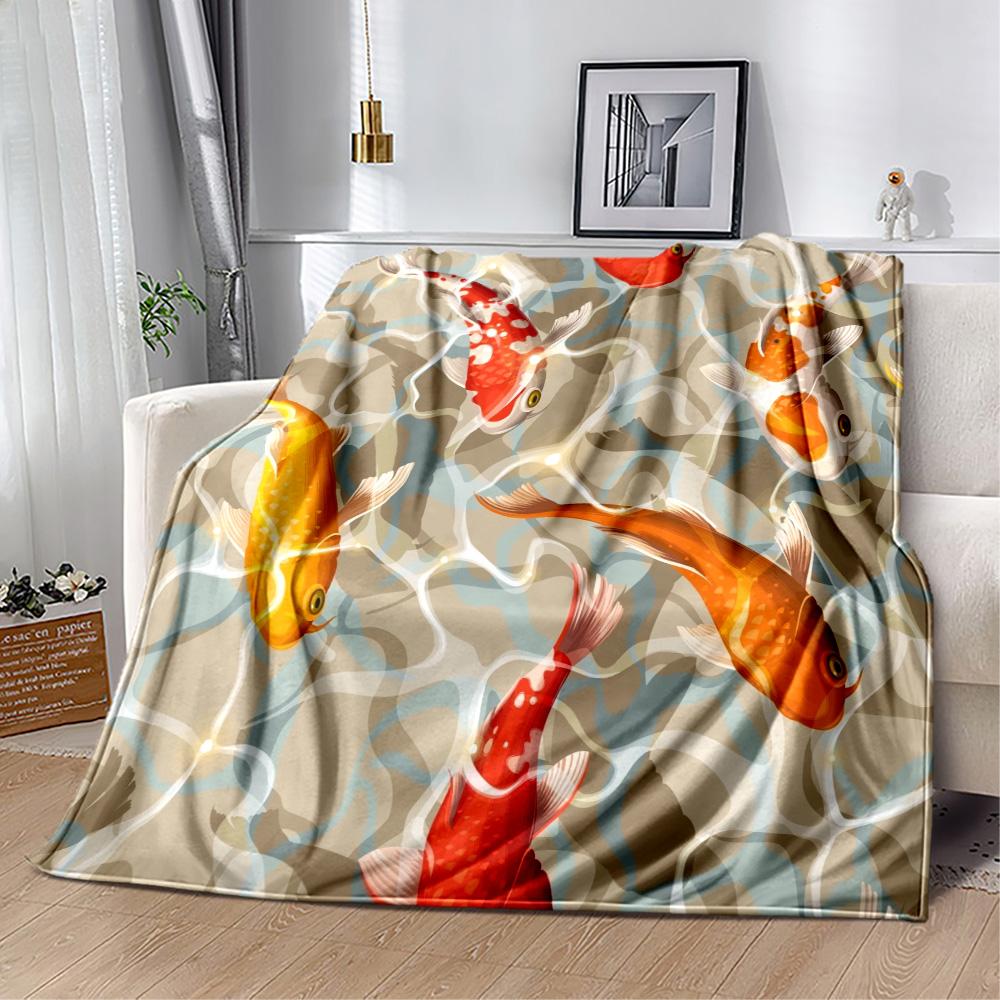 Fish Art Blanket Warmthful Decor Perfect for Office Chair Bed Sofa for All Occasions Modern Style Ideal Gift For Birthday Valentine'S Day
