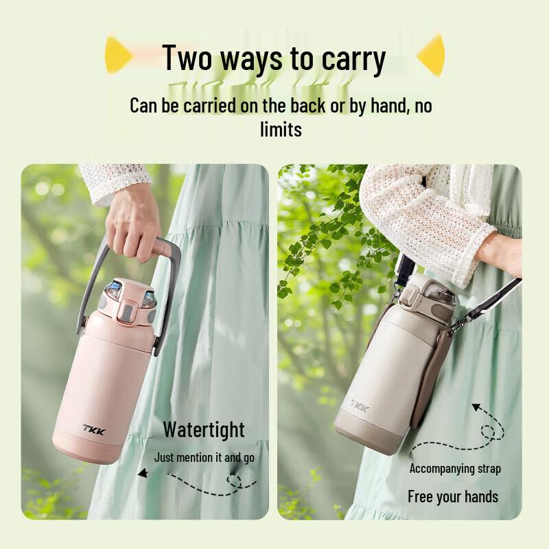TKK 1300ml Dual-Drink 316 Stainless Steel Insulated Bottle with Strap