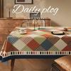 Färgglad Geometrisk Rektangulär Duk Vattentät Oljebeständig Fläckresistent Ingen Tvätt Retro Vintage Kök Matbordsskydd Heminredning